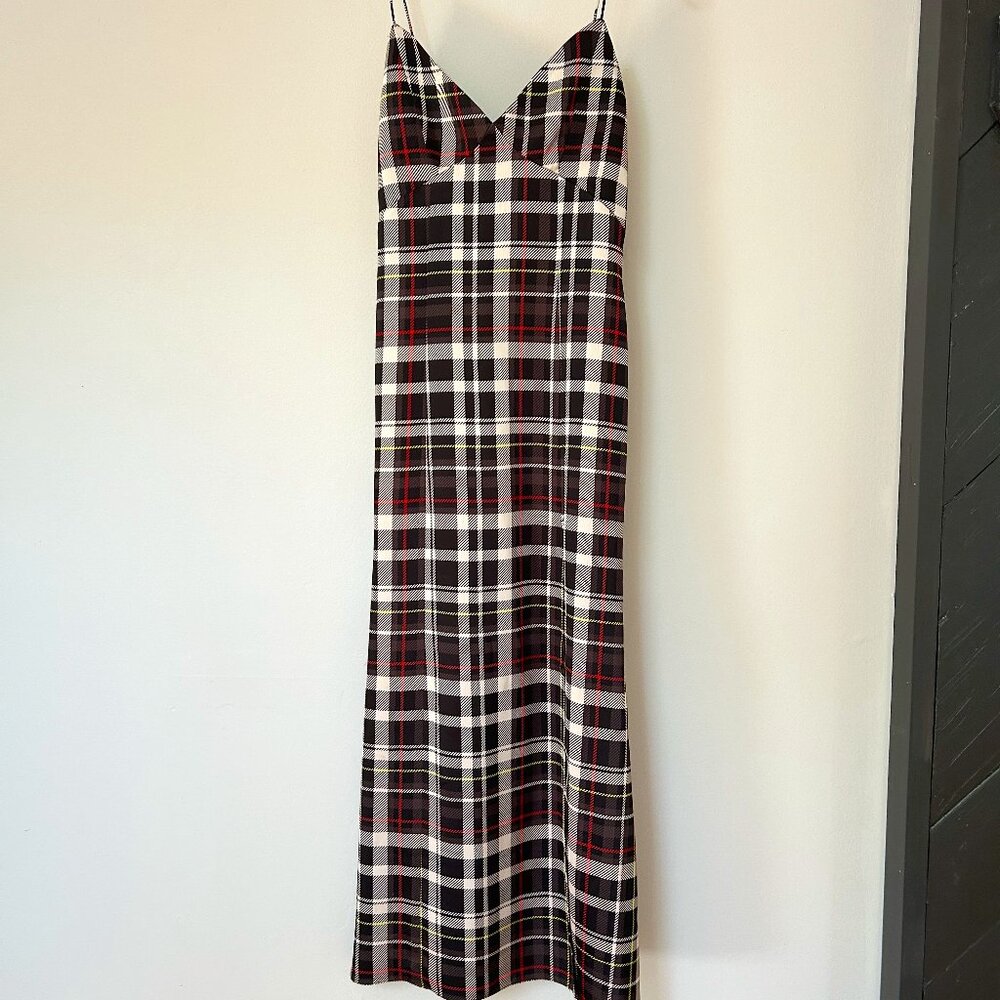 Alice and Olivia Julietta Double Slit Plaid Midi tartan Dress